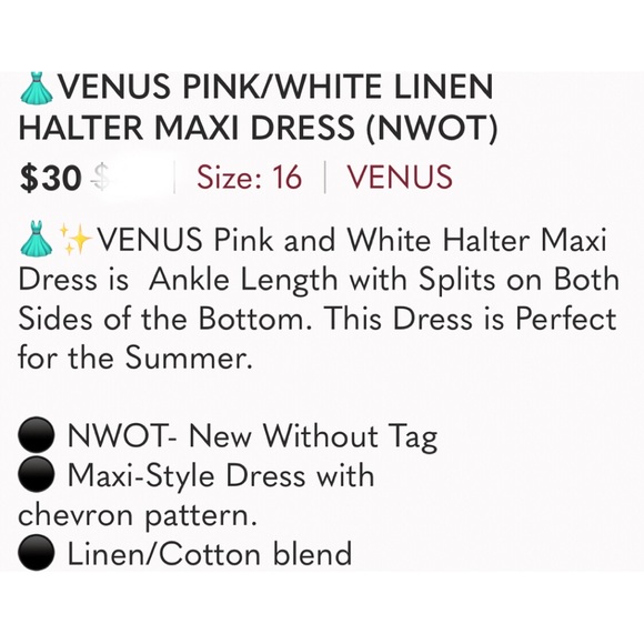NWOT VENUS PINK/WHITE LINEN STRIPPED HALTER MAXI DRESS - Picture 10 of 10